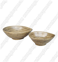 set of 2 bamboo oval bowls