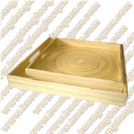 set of 2 bamboo square trays