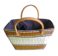 Sedge handbag with leather handles, Vietnamese handmade handbag
