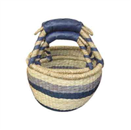 Vietnam Sedge basket with leatherette handles set 2